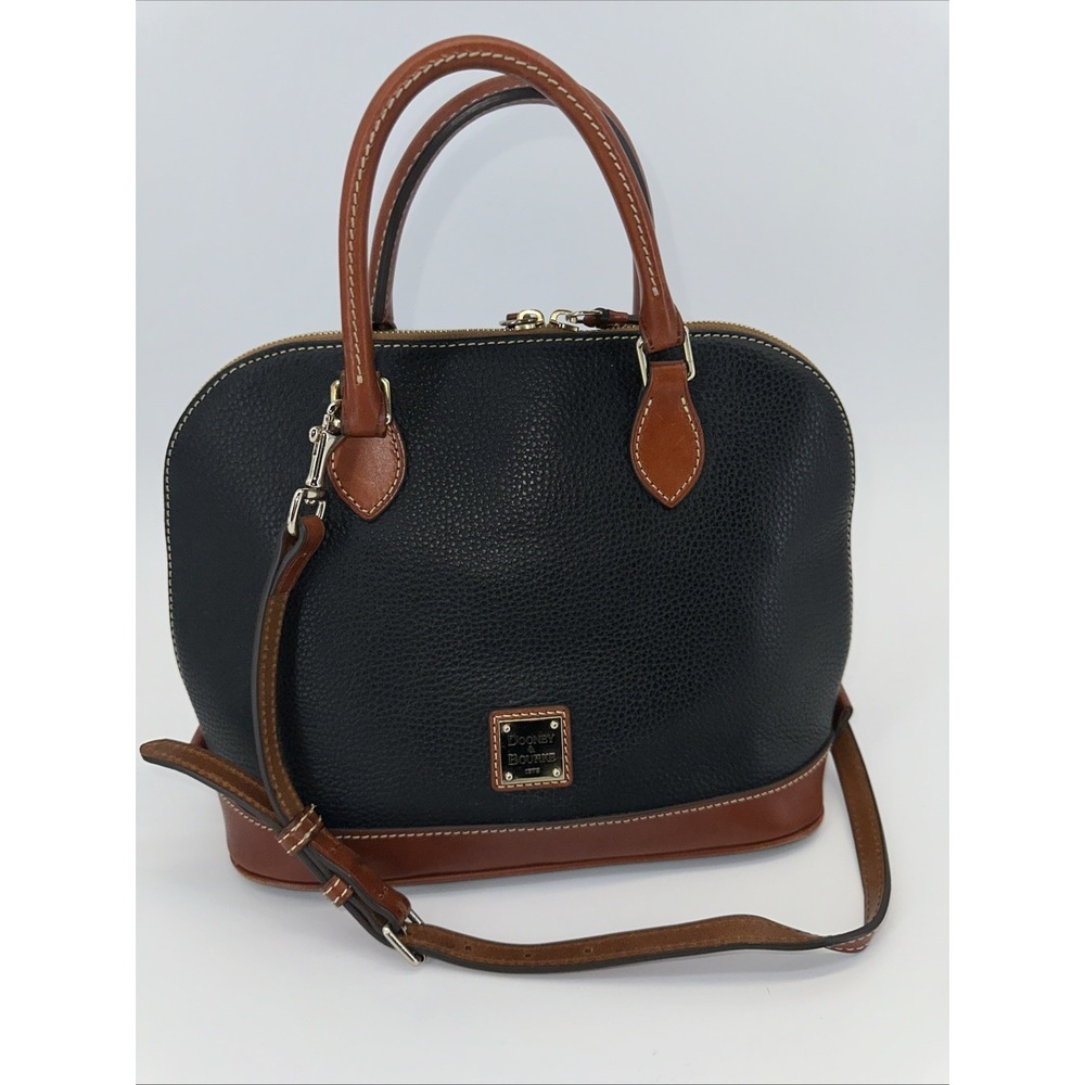 Dooney & Bourke Women's Zip Zip Satchel Pebble Grain Leather Black Handbag